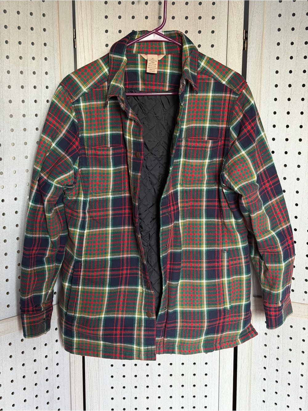 Duluth Trading Co Plaid Quilted Lined Shirt Jacket - Red, Green, Black